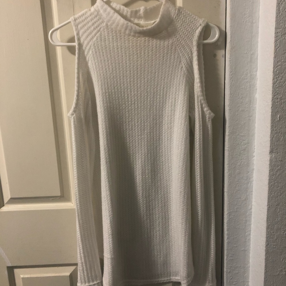 JCPenney White Open Shoulder Sweater